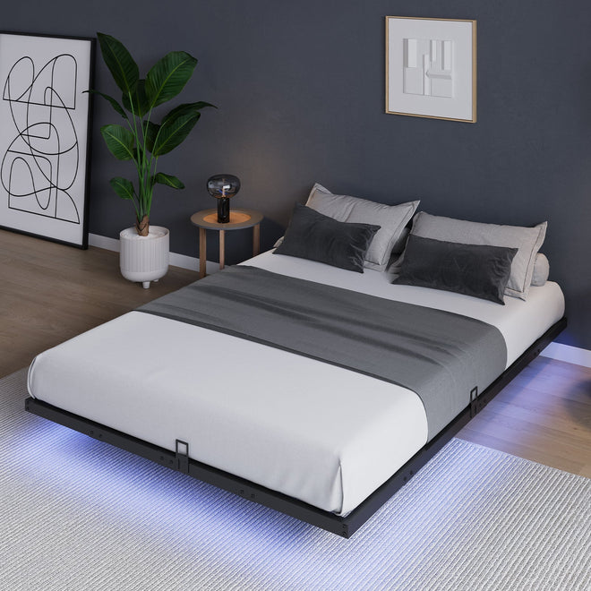 Floating Bed Frame with LED Lights SweetNight