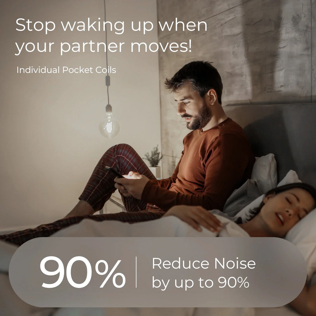 SweetNight Twilight Hybrid Mattress: Individual pocket coils reduce noise by 90% for undisturbed sleep.
