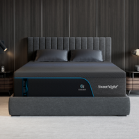 SweetNight CoolNest Ultra 16 inch memory foam mattress on an upholstered bed in a dark wood bedroom #Thickness_16
