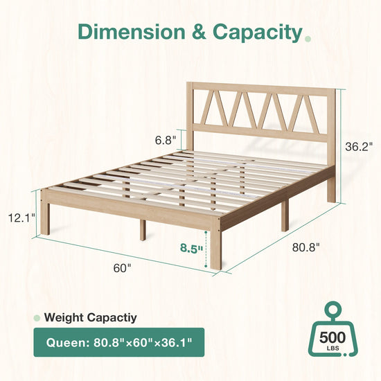 Classic Wooden Bed Frame with Headboard