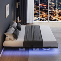Floating Bed Frame with LED Lights