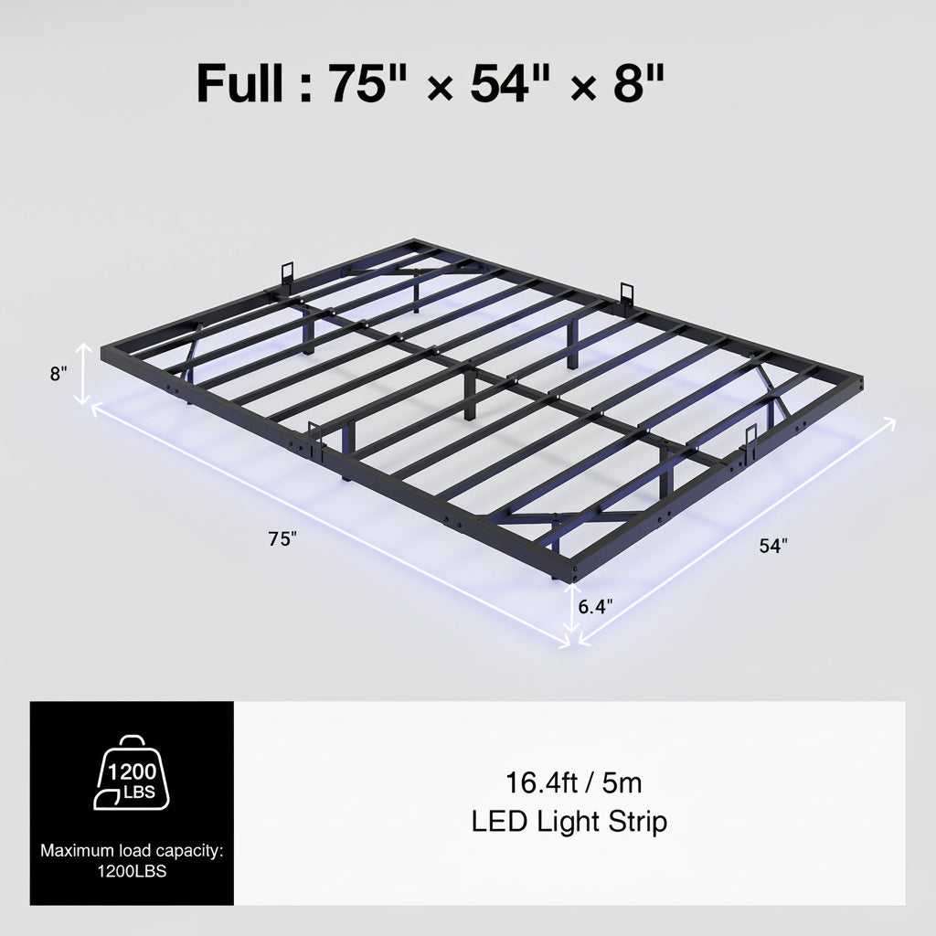 Floating Bed Frame with LED Lights SweetNight