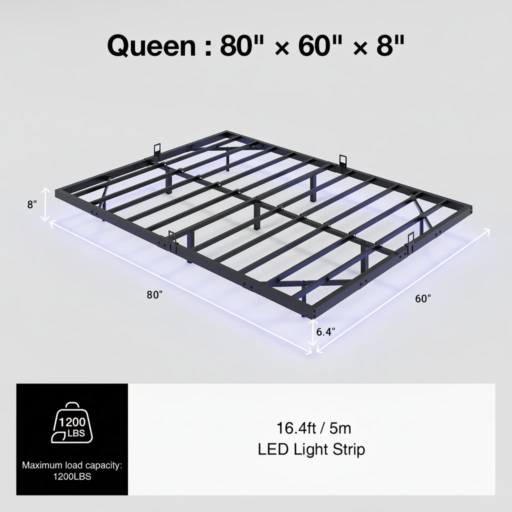 Floating Bed Frame with LED Lights SweetNight