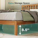 Bliss Classic Bundle natural wood bed frame with 8.5 inch under-bed clearance for storage.