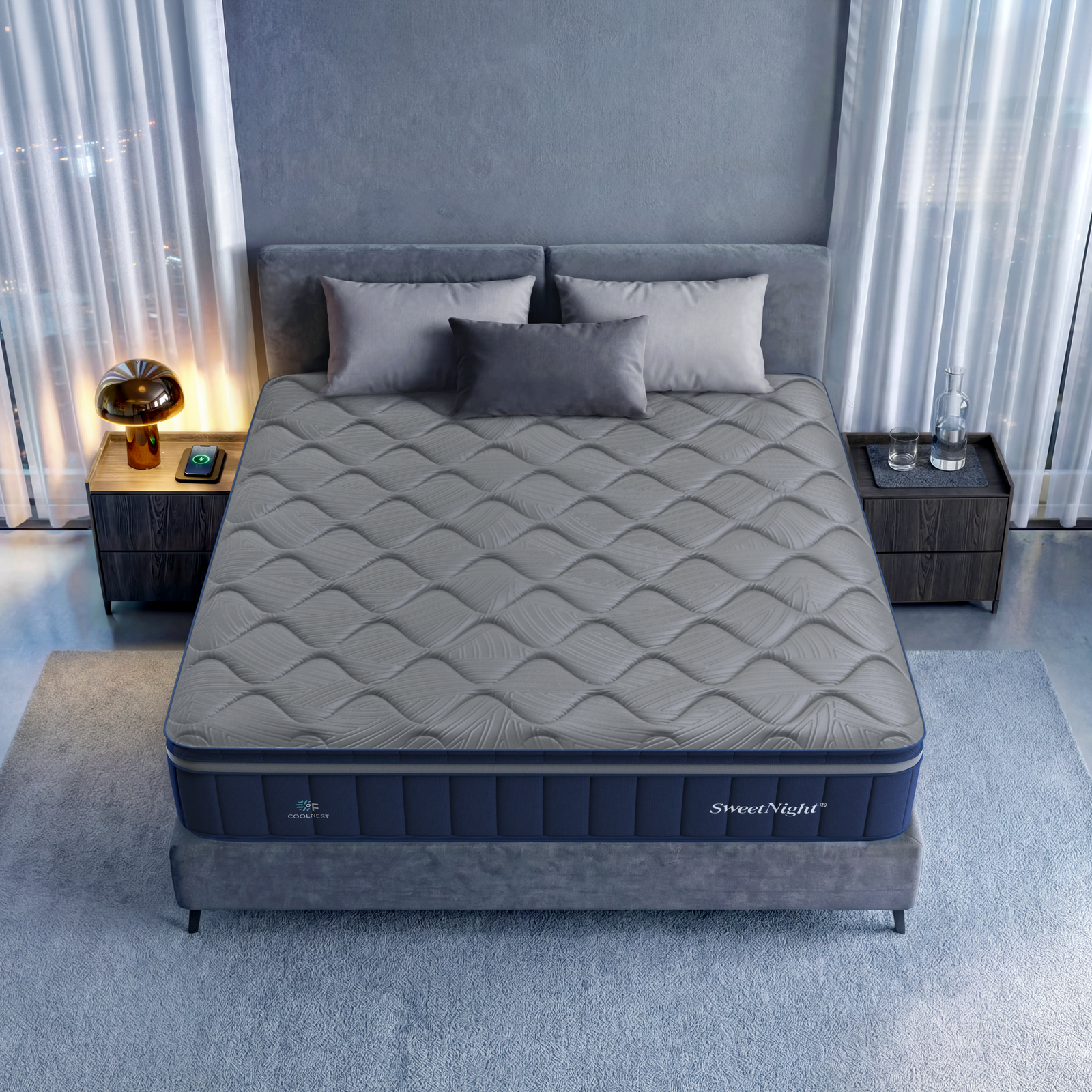 SweetNight CoolNest Hybrid Mattress Top View #Thickness_14,12